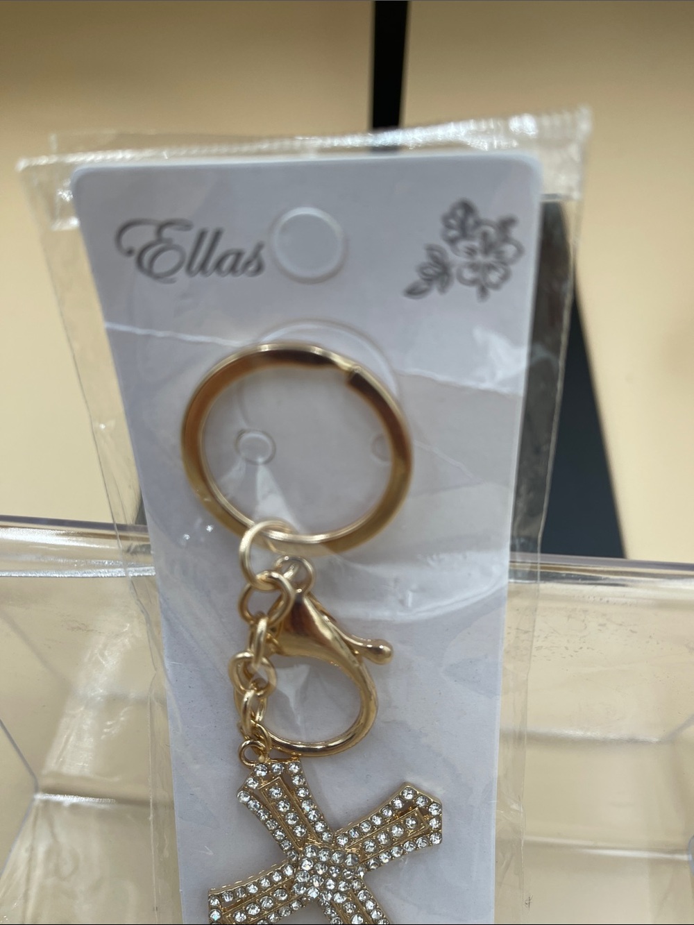 Ella Gold Crystal Cross Key & Bag Charm - Picture 3 of 3